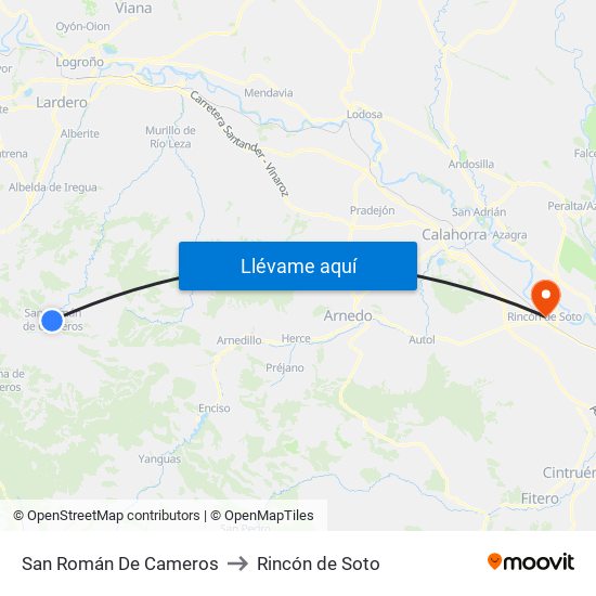 San Román De Cameros to Rincón de Soto map