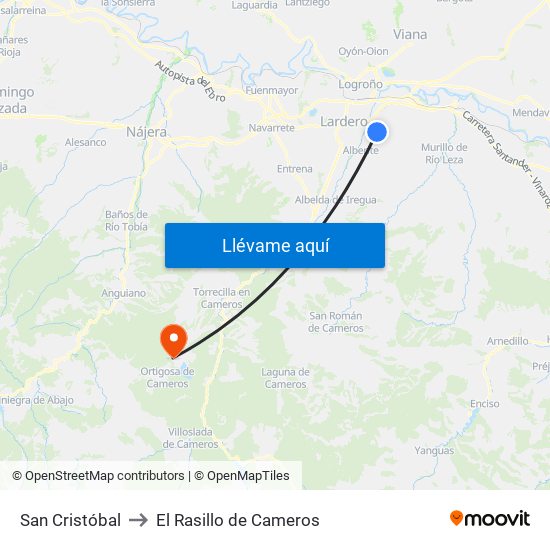San Cristóbal to El Rasillo de Cameros map