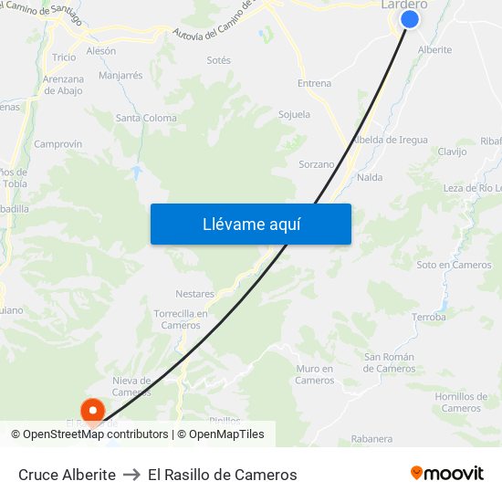 Cruce Alberite to El Rasillo de Cameros map