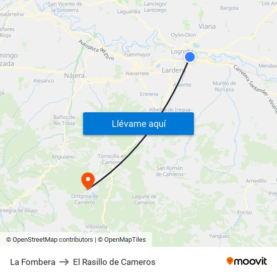 La Fombera to El Rasillo de Cameros map