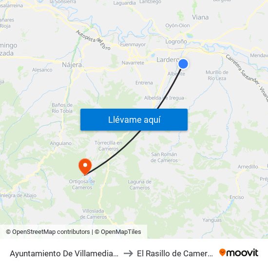 Ayuntamiento De Villamediana to El Rasillo de Cameros map