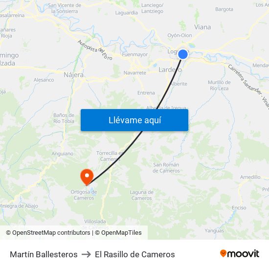 Martín Ballesteros to El Rasillo de Cameros map