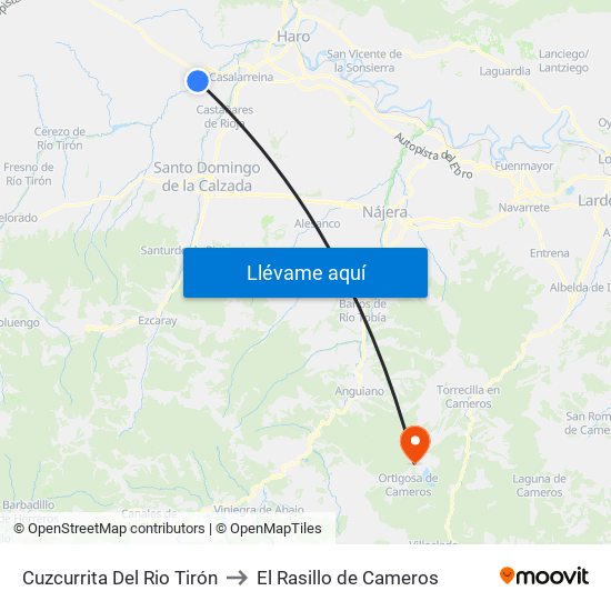 Cuzcurrita Del Rio Tirón to El Rasillo de Cameros map