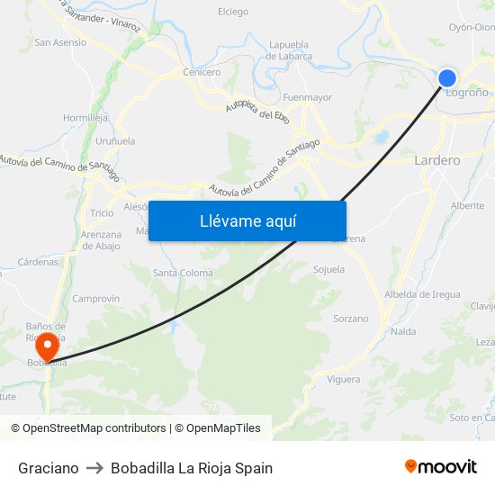 Graciano to Bobadilla La Rioja Spain map