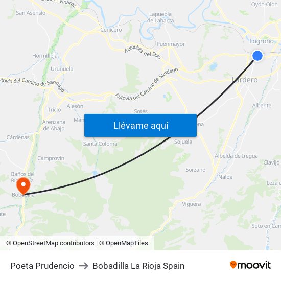 Poeta Prudencio to Bobadilla La Rioja Spain map