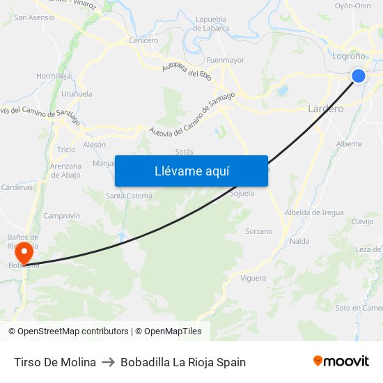 Tirso De Molina to Bobadilla La Rioja Spain map