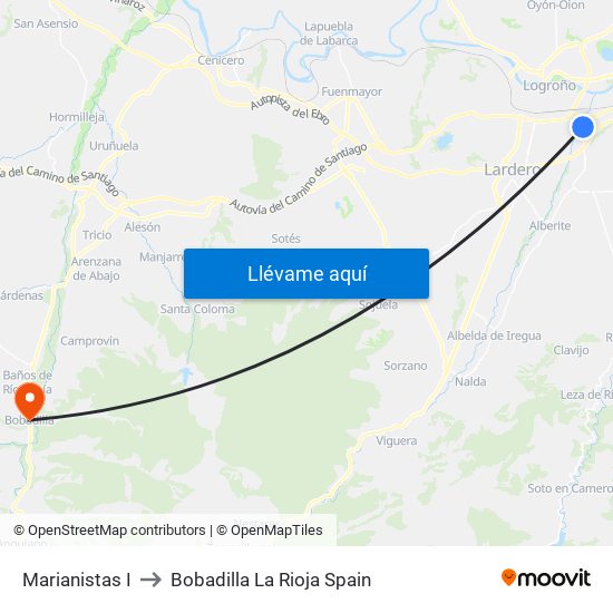 Marianistas I to Bobadilla La Rioja Spain map