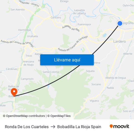Ronda De Los Cuarteles to Bobadilla La Rioja Spain map