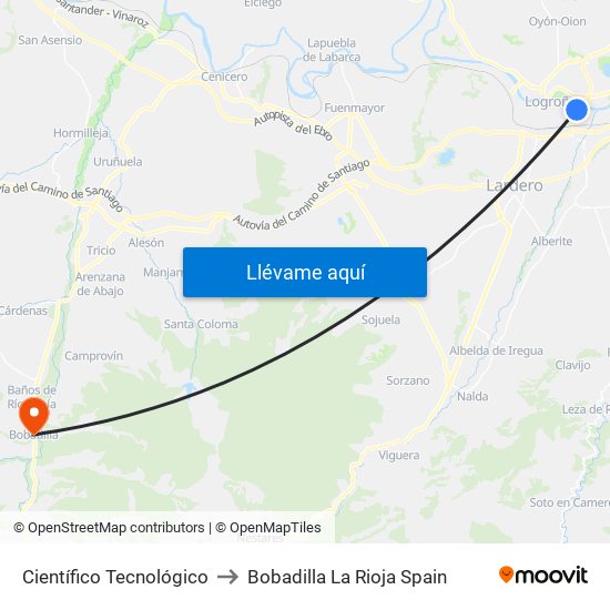 Científico Tecnológico to Bobadilla La Rioja Spain map
