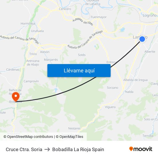 Cruce Ctra. Soria to Bobadilla La Rioja Spain map