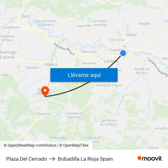 Plaza Del Cerrado to Bobadilla La Rioja Spain map