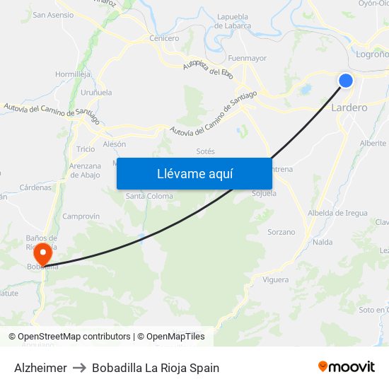 Alzheimer to Bobadilla La Rioja Spain map