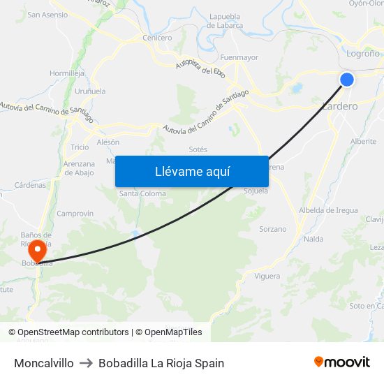 Moncalvillo to Bobadilla La Rioja Spain map