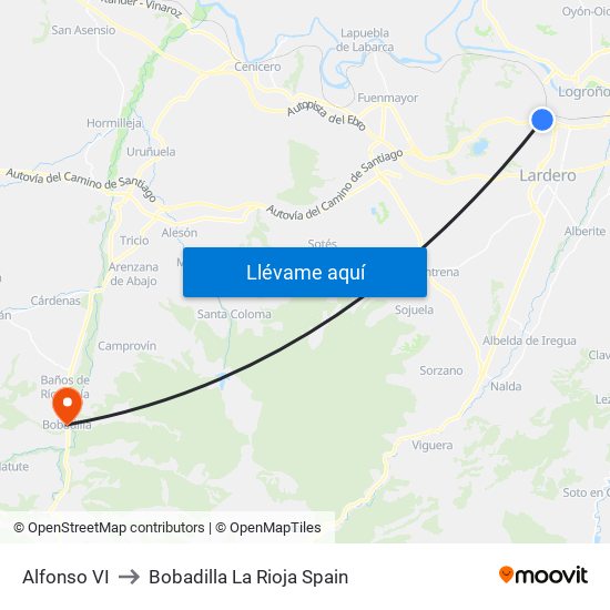 Alfonso VI to Bobadilla La Rioja Spain map