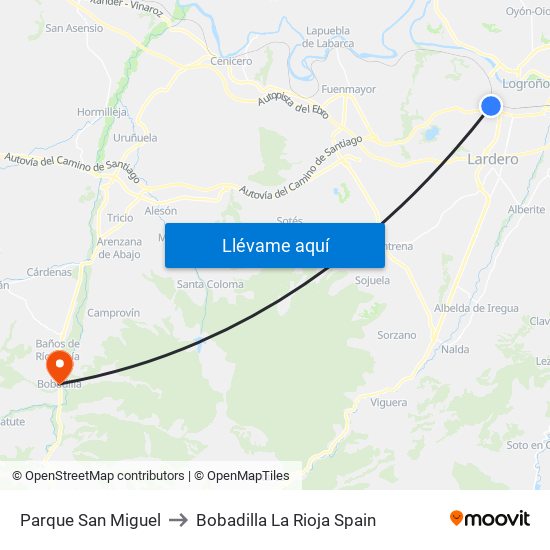 Parque San Miguel to Bobadilla La Rioja Spain map
