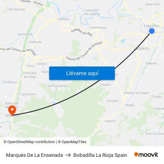 Marqués De La Ensenada to Bobadilla La Rioja Spain map