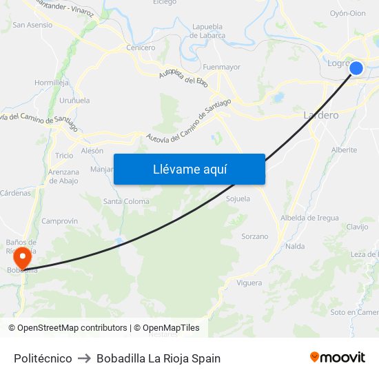 Politécnico to Bobadilla La Rioja Spain map