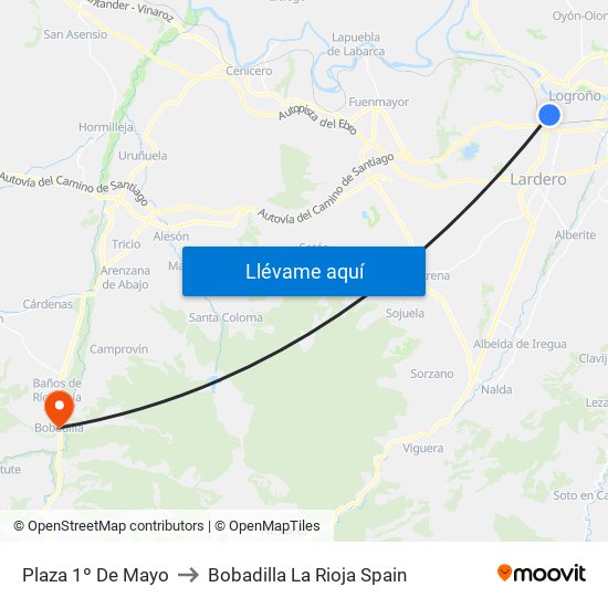 Plaza 1º De Mayo to Bobadilla La Rioja Spain map