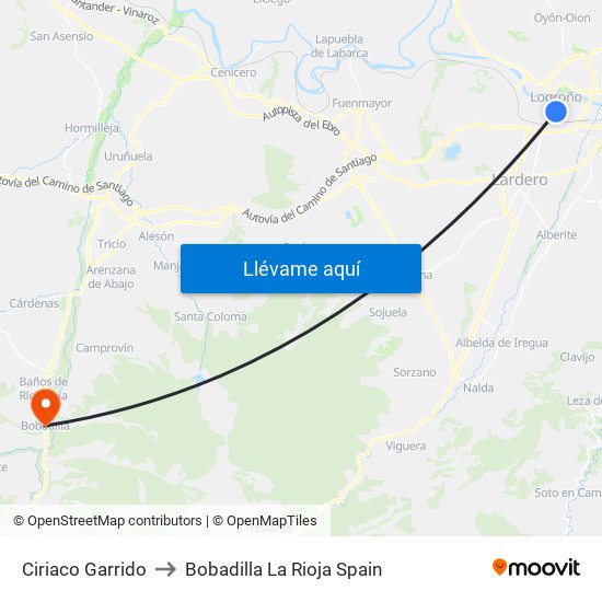 Ciriaco Garrido to Bobadilla La Rioja Spain map