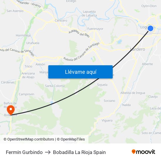 Fermín Gurbindo to Bobadilla La Rioja Spain map