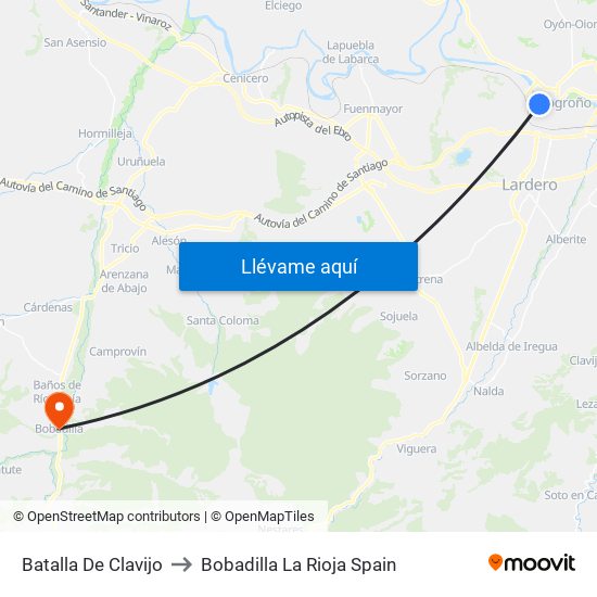 Batalla De Clavijo to Bobadilla La Rioja Spain map