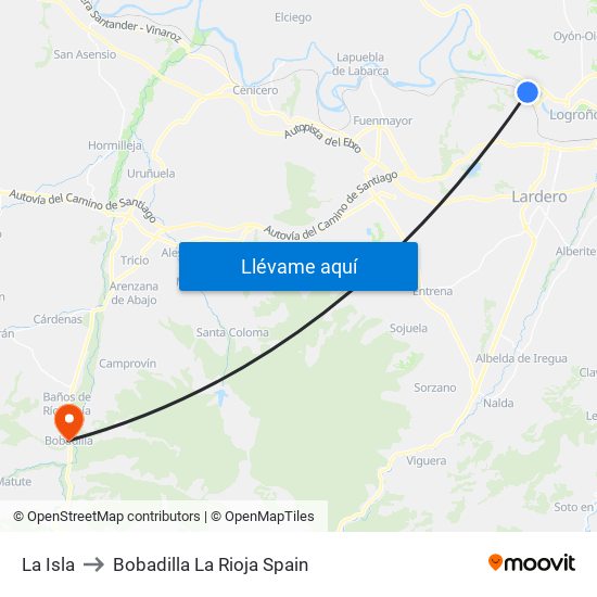 La Isla to Bobadilla La Rioja Spain map