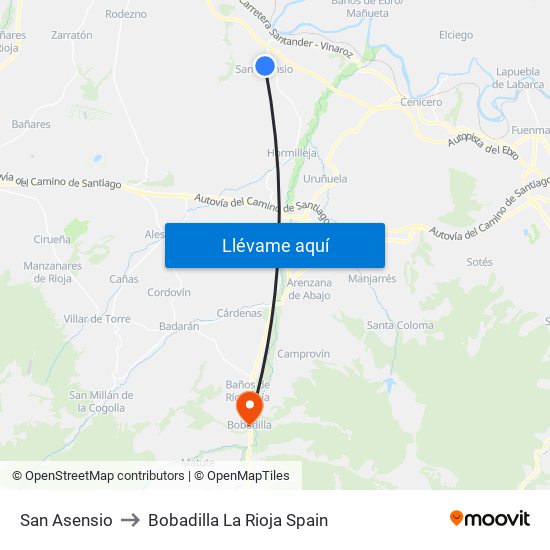 San Asensio to Bobadilla La Rioja Spain map