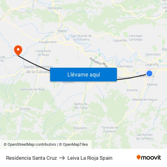 Residencia Santa Cruz to Leiva La Rioja Spain map