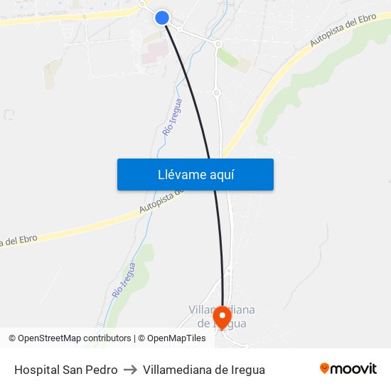 Hospital San Pedro to Villamediana de Iregua map