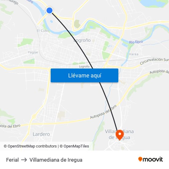 Ferial to Villamediana de Iregua map