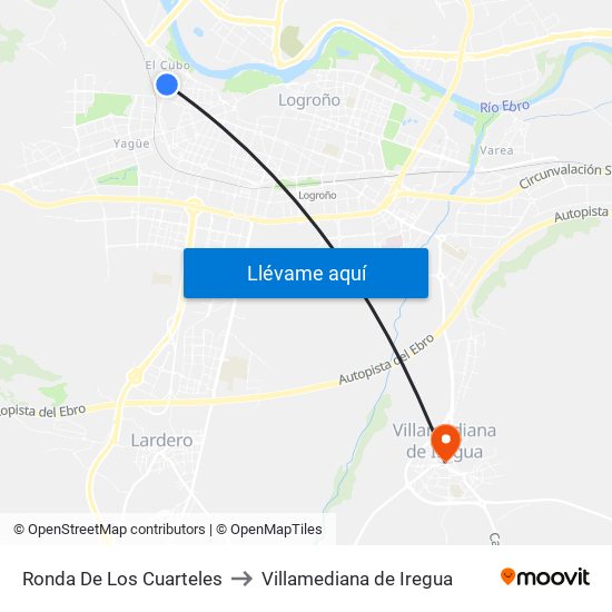Ronda De Los Cuarteles to Villamediana de Iregua map