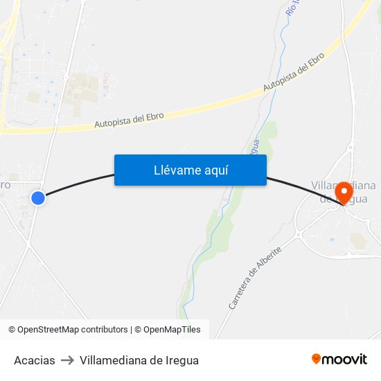 Acacias to Villamediana de Iregua map