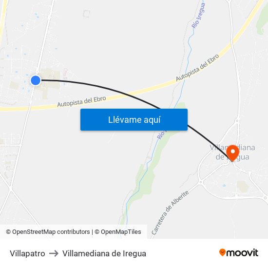 Villapatro to Villamediana de Iregua map