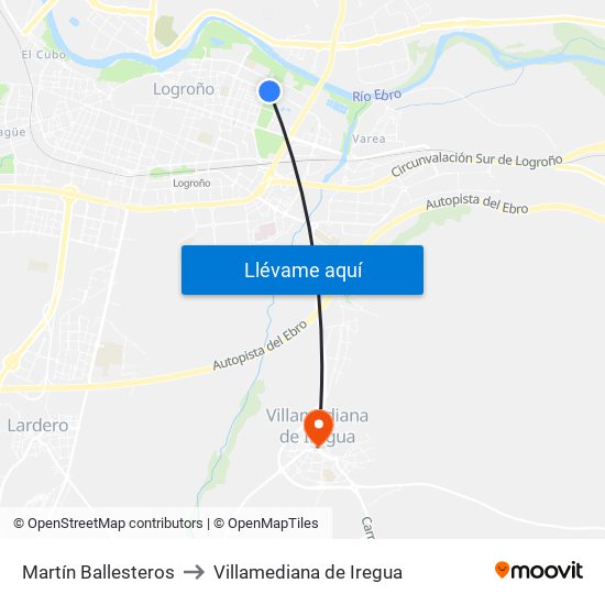 Martín Ballesteros to Villamediana de Iregua map