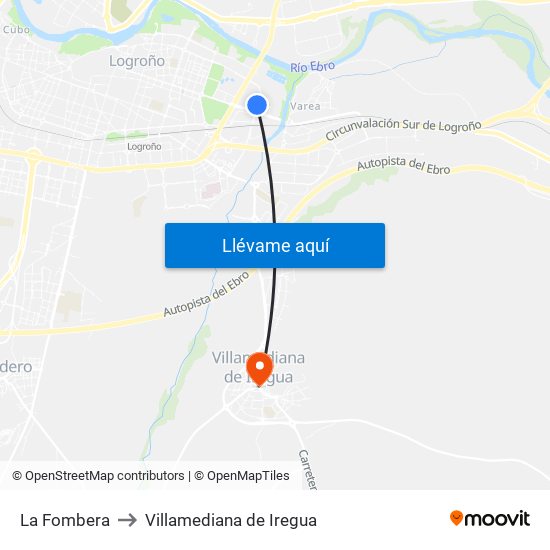 La Fombera to Villamediana de Iregua map