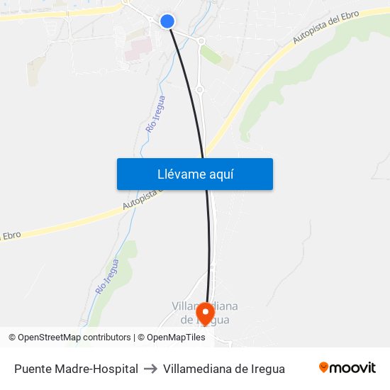 Puente Madre-Hospital to Villamediana de Iregua map