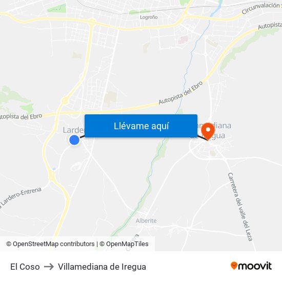 El Coso to Villamediana de Iregua map