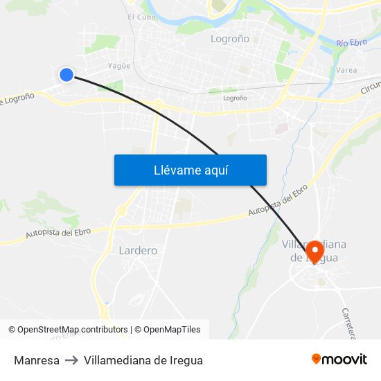 Manresa to Villamediana de Iregua map