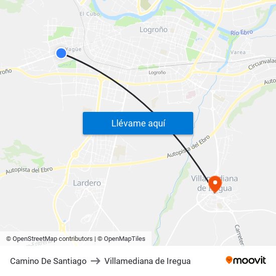 Camino De Santiago to Villamediana de Iregua map