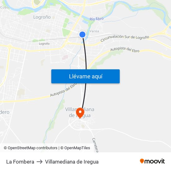 La Fombera to Villamediana de Iregua map