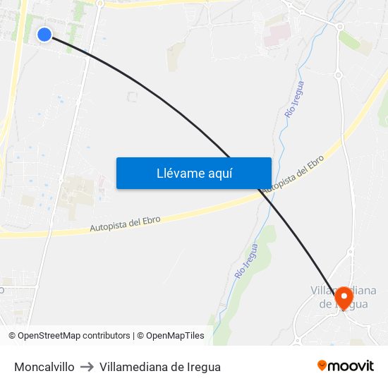 Moncalvillo to Villamediana de Iregua map