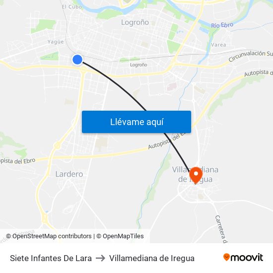 Siete Infantes De Lara to Villamediana de Iregua map