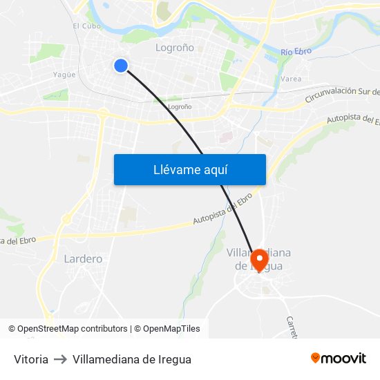 Vitoria to Villamediana de Iregua map