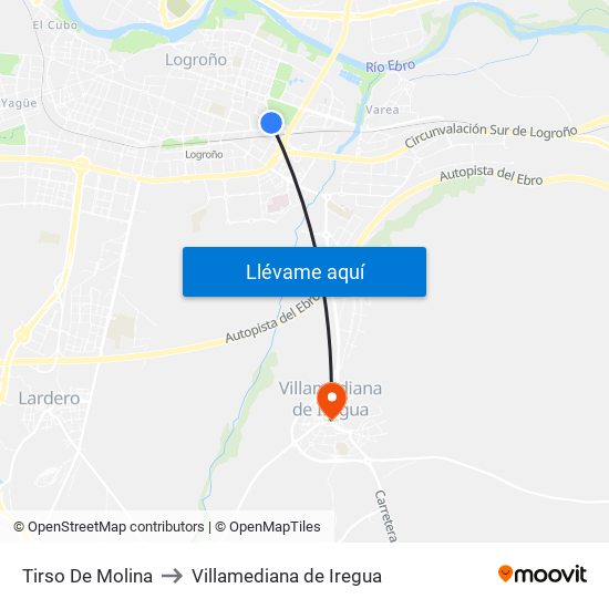 Tirso De Molina to Villamediana de Iregua map