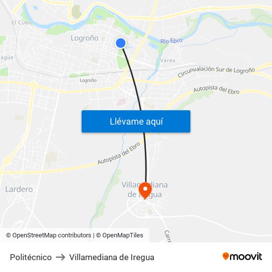 Politécnico to Villamediana de Iregua map