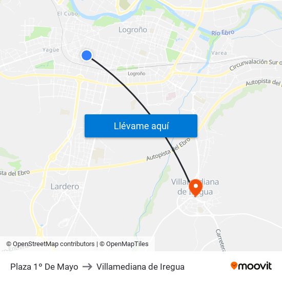 Plaza 1º De Mayo to Villamediana de Iregua map