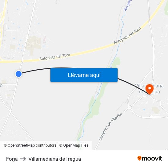 Forja to Villamediana de Iregua map