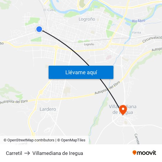 Carretil to Villamediana de Iregua map