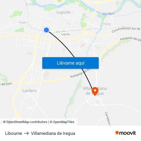 Libourne to Villamediana de Iregua map
