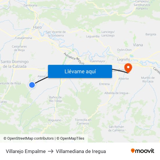 Villarejo Empalme to Villamediana de Iregua map